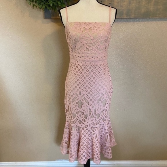 NWOT Lulus Unlimited Love Dusty Pink Lace Trumpet Midi Dress - Picture 8 of 14